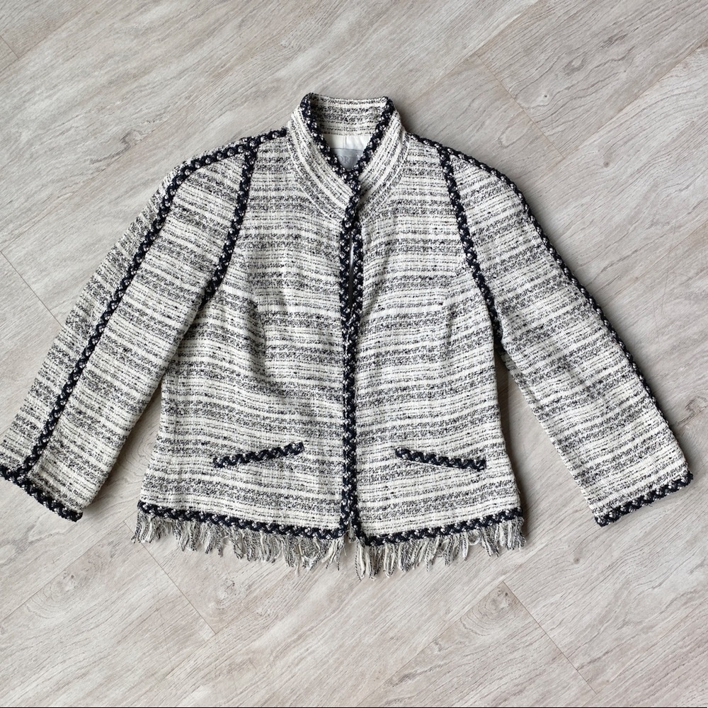 Worth Tweed Fringe Trim Blazer!